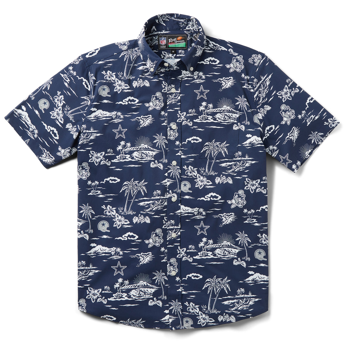 Men's Reyn Spooner Navy Dallas Cowboys Throwback Kekai Print Button-Up Shirt Size: Medium