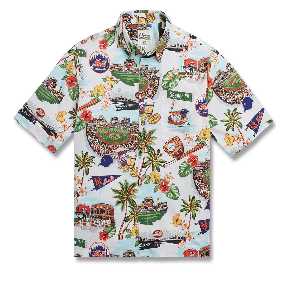 New York Mets Big Logo And Orange Hibiscus Hawaiian Shirt Sport