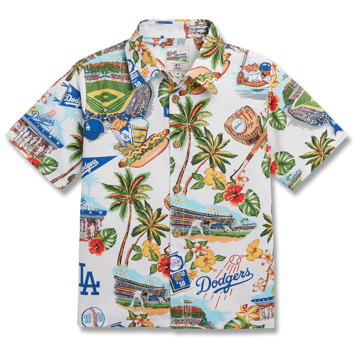 Reyn Spooner La Dodgers Christmas Large Cotton MLB Hawaiian Shirt