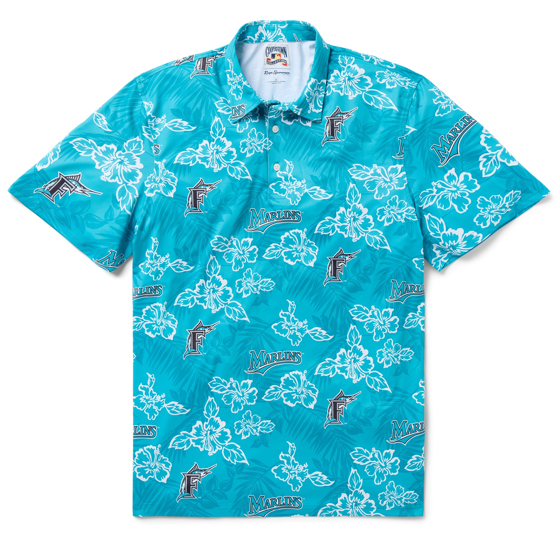 Reyn Spooner FLORIDA MARLINS COOPERSTOWN PERFORMANCE POLO in TEAL