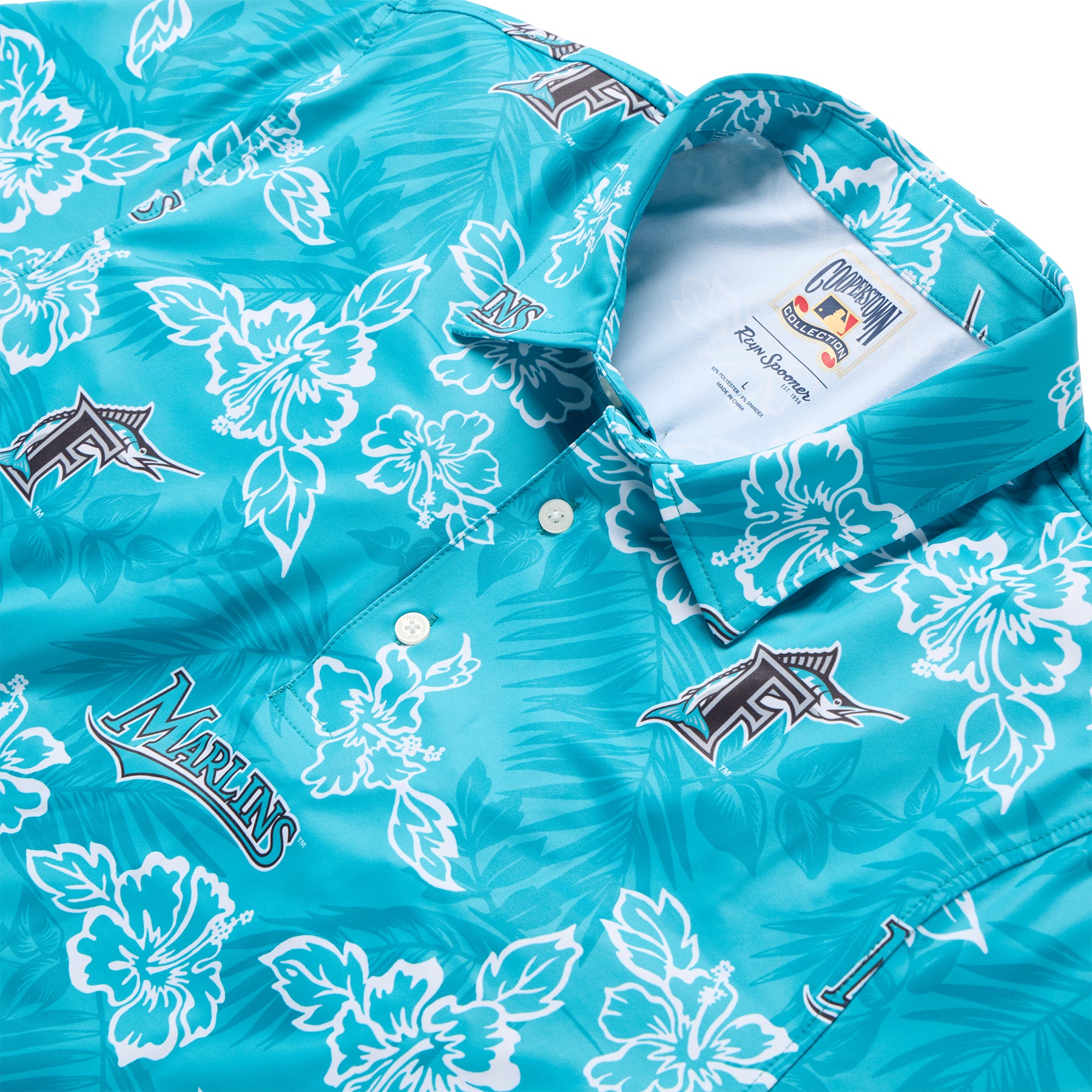 Reyn Spooner FLORIDA MARLINS COOPERSTOWN PERFORMANCE POLO in TEAL