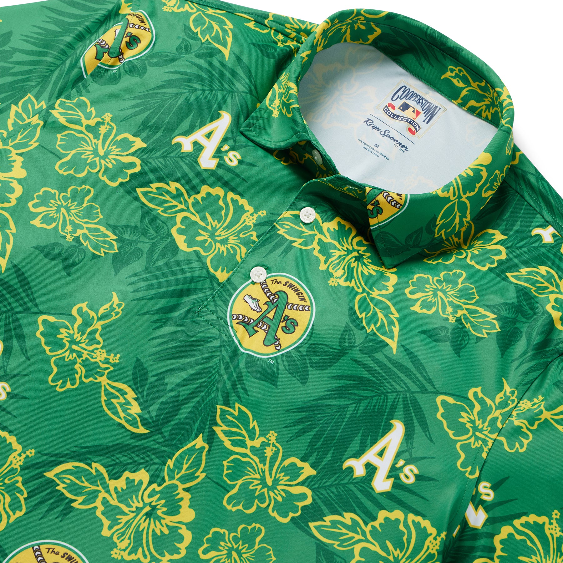 Reyn Spooner OAKLAND ATHLETICS COOPERSTOWN PERFORMANCE POLO in GREEN