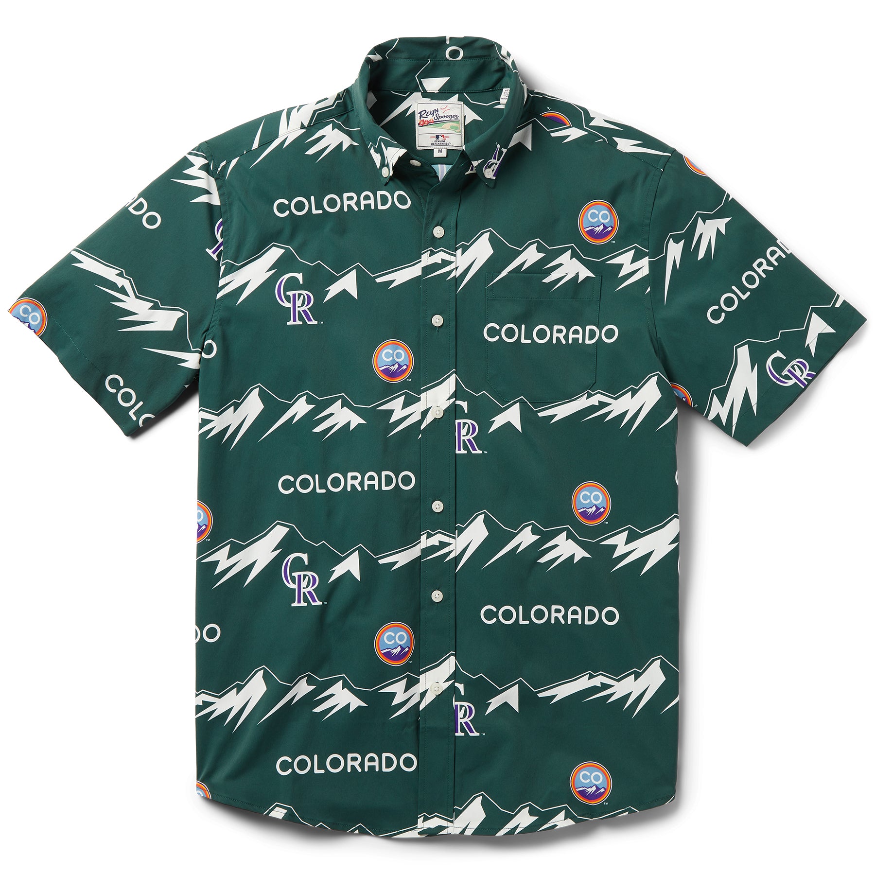 Reyn Spooner COLORADO ROCKIES CITY CONNECT PERFORMANCE BUTTON FRONT in GREEN