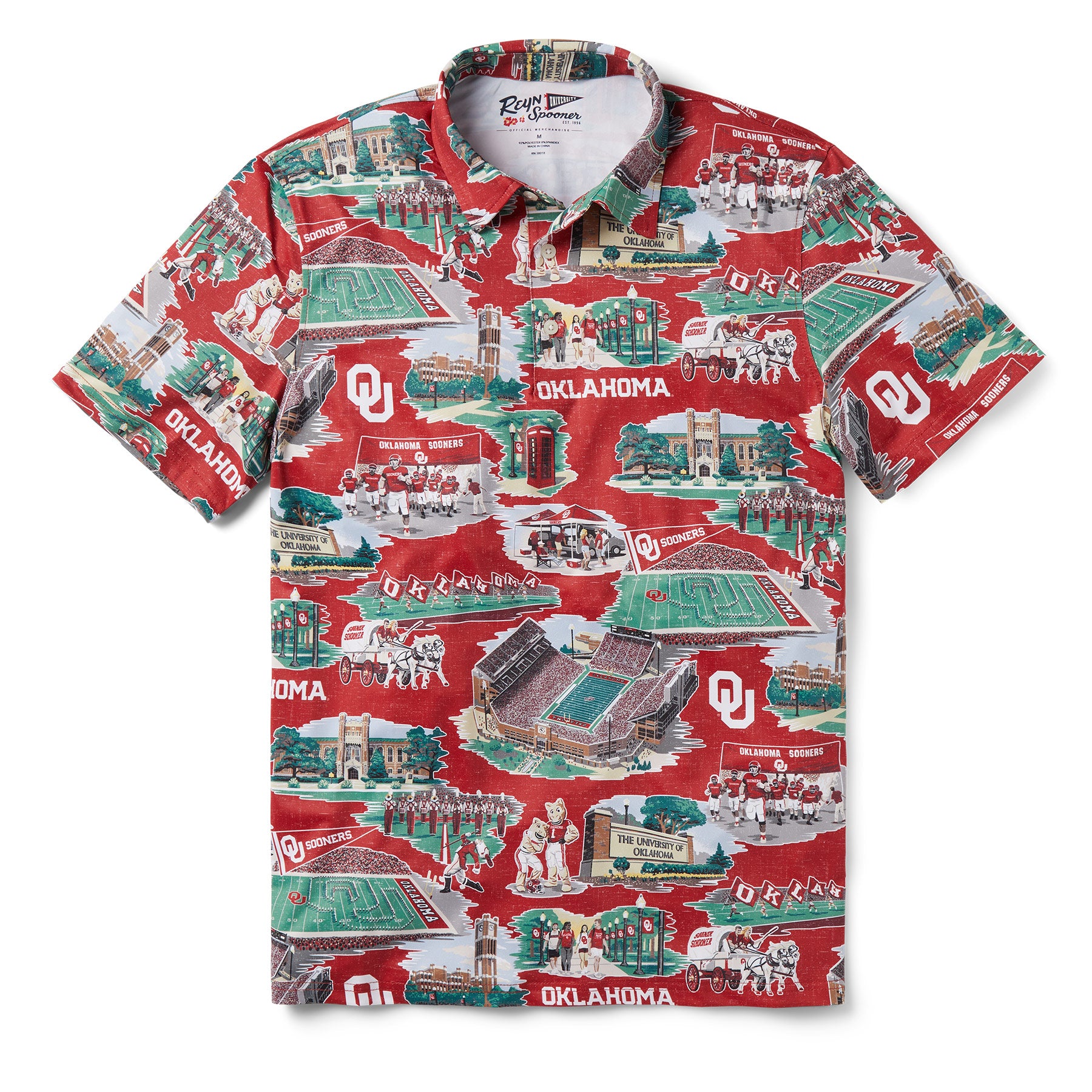 Reyn Spooner UNIVERSITY OF OKLAHOMA SCENIC PERFORMANCE POLO in RED