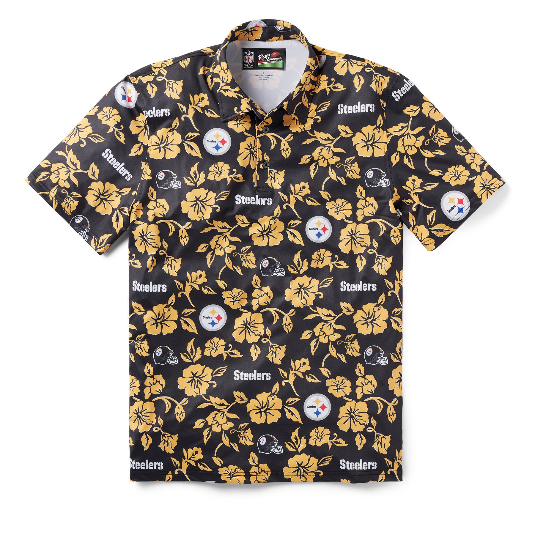 Reyn Spooner PITTSBURGH STEELERS PUA PERFORMANCE POLO in BLACK