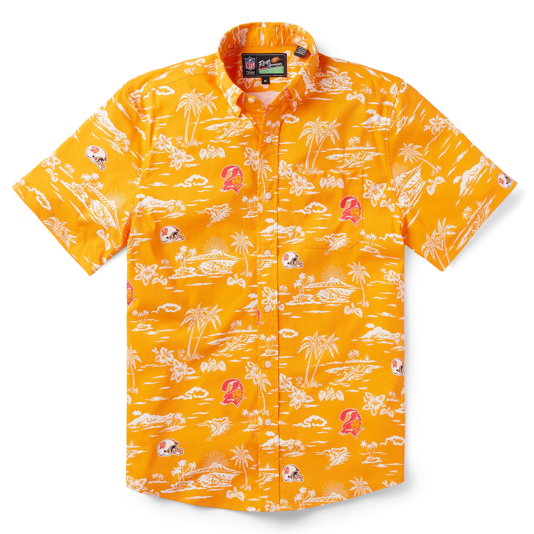 Reyn Spooner Orange Tampa Bay Buccaneers Throwback Kekai Print Button Up Shirt