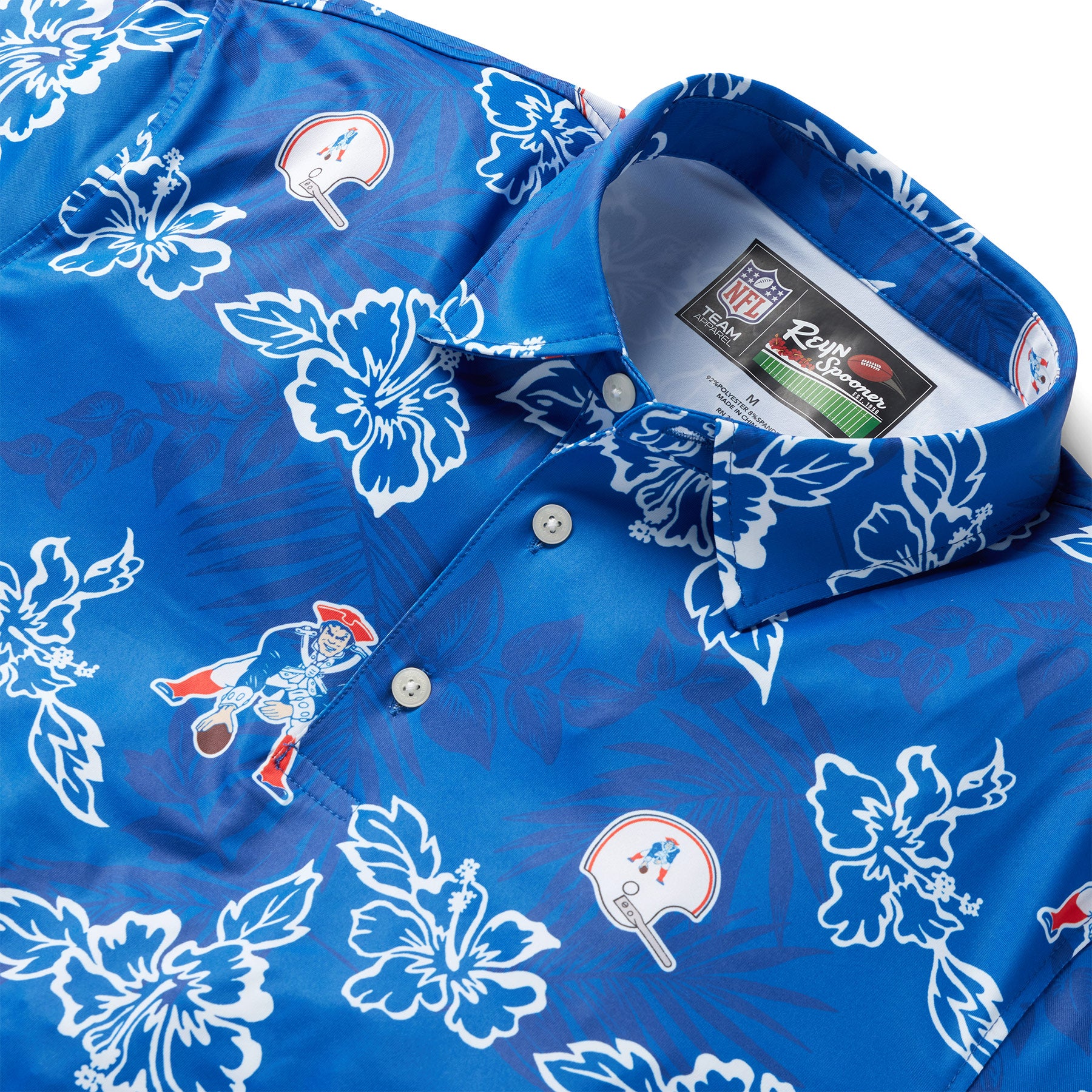 Reyn Spooner NEW ENGLAND PATRIOTS THROWBACK PERFORMANCE POLO in BLUE