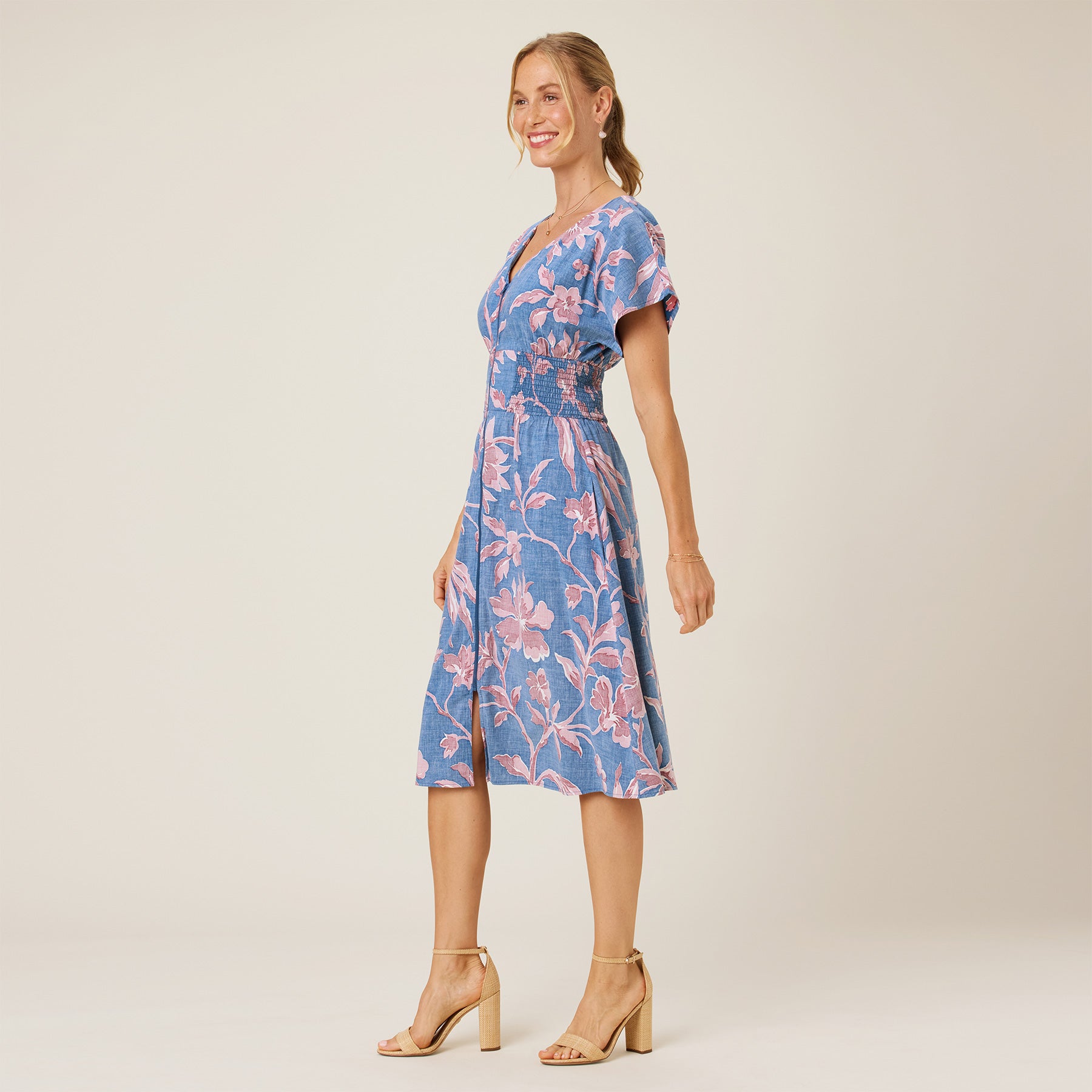 Reyn Spooner FLORAL VINE SOPHIA DRESS in NAUTICAL BLUE