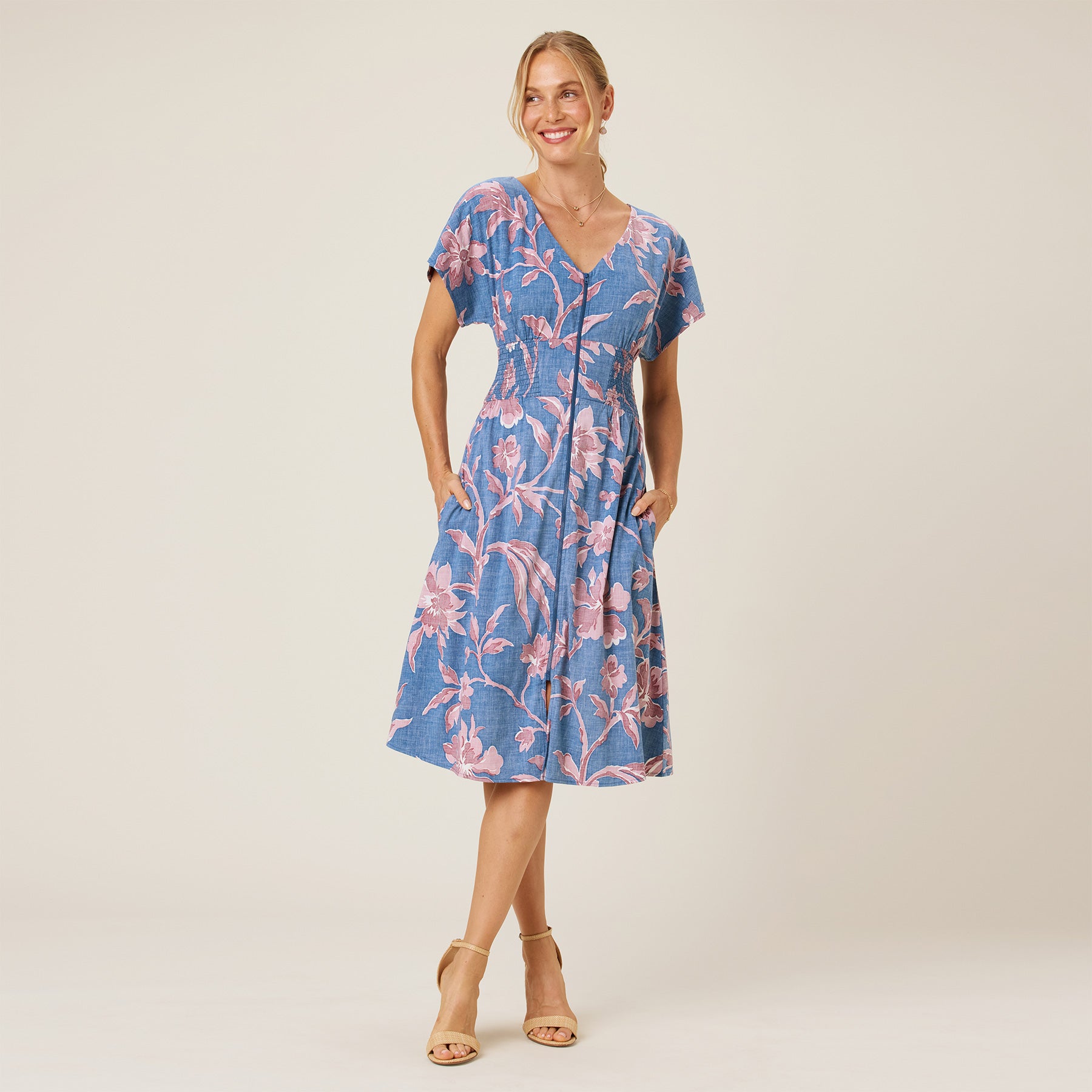 Reyn Spooner FLORAL VINE SOPHIA DRESS in NAUTICAL BLUE