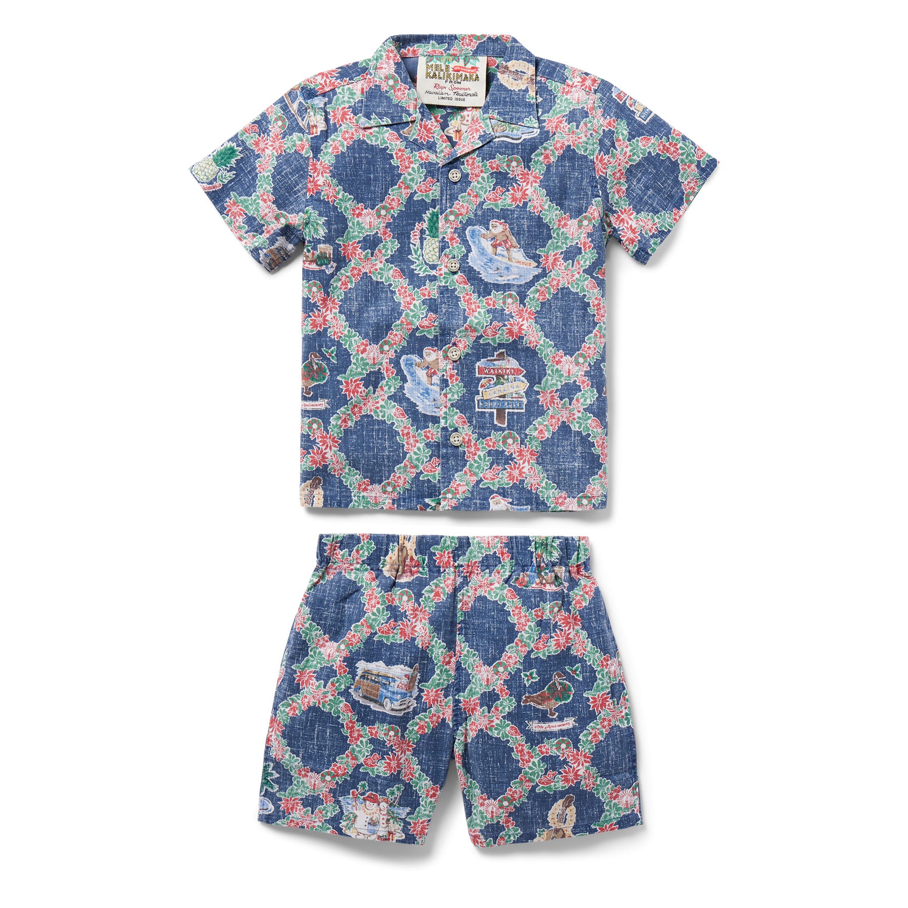 Reyn Spooner HAWAIIAN CHRISTMAS 2023 TODDLER CABANA SET in NAVY