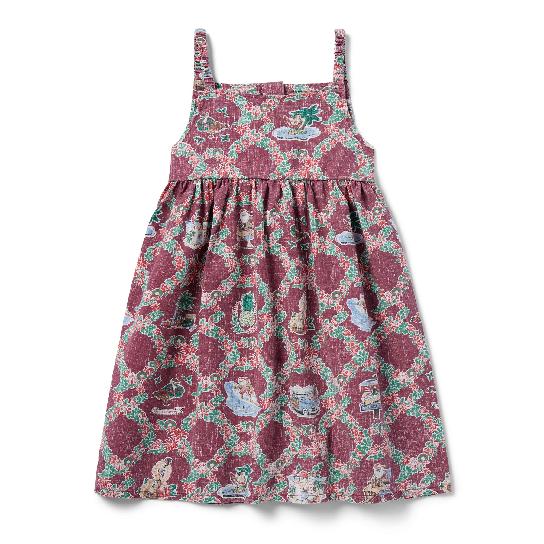 Reyn Spooner HAWAIIAN CHRISTMAS 2023 GIRLS SUNDRESS in DEEP RED