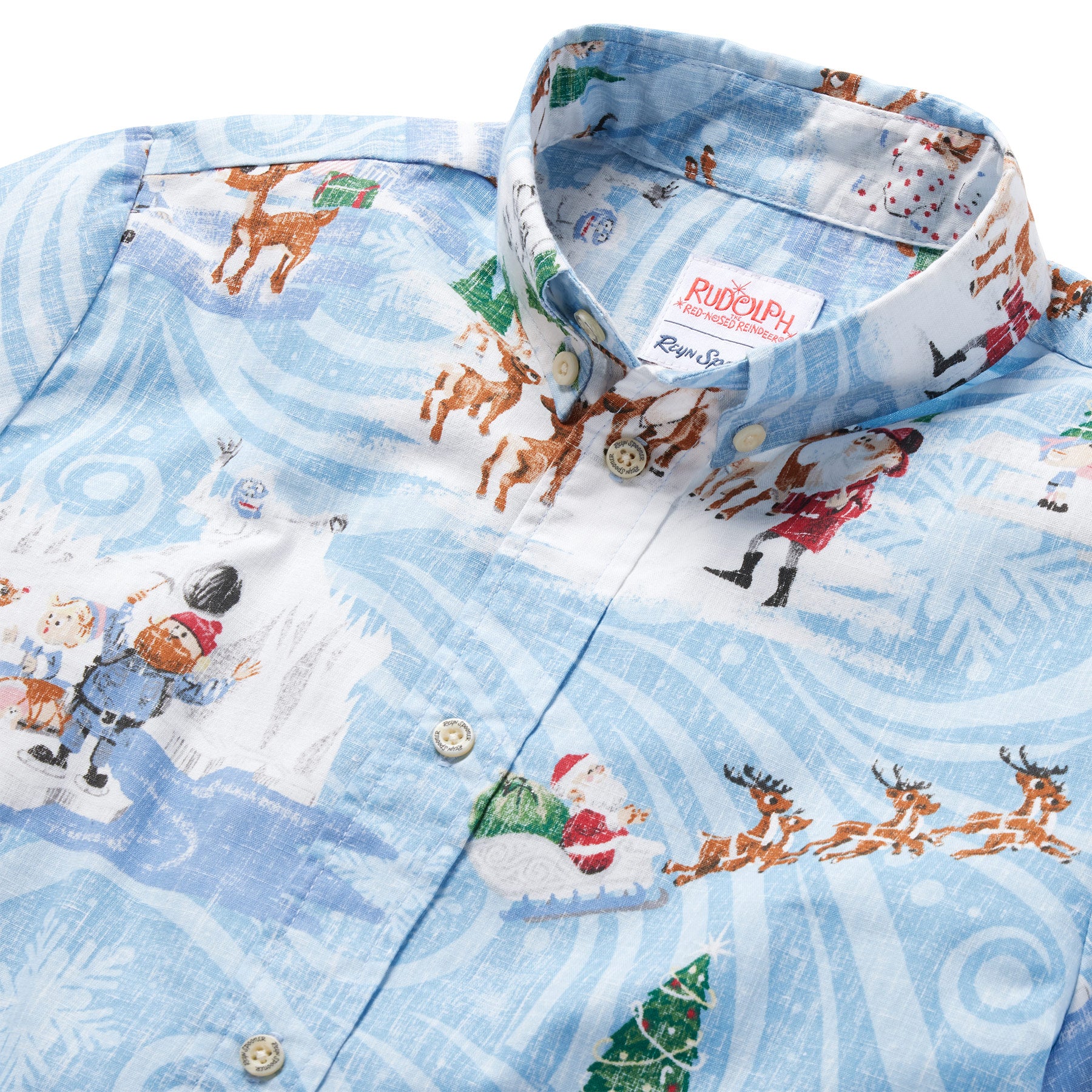 Reyn Spooner RUDOLPH THE RED-NOSED REINDEER YOUTH SHIRT in HOLIDAY BLUE