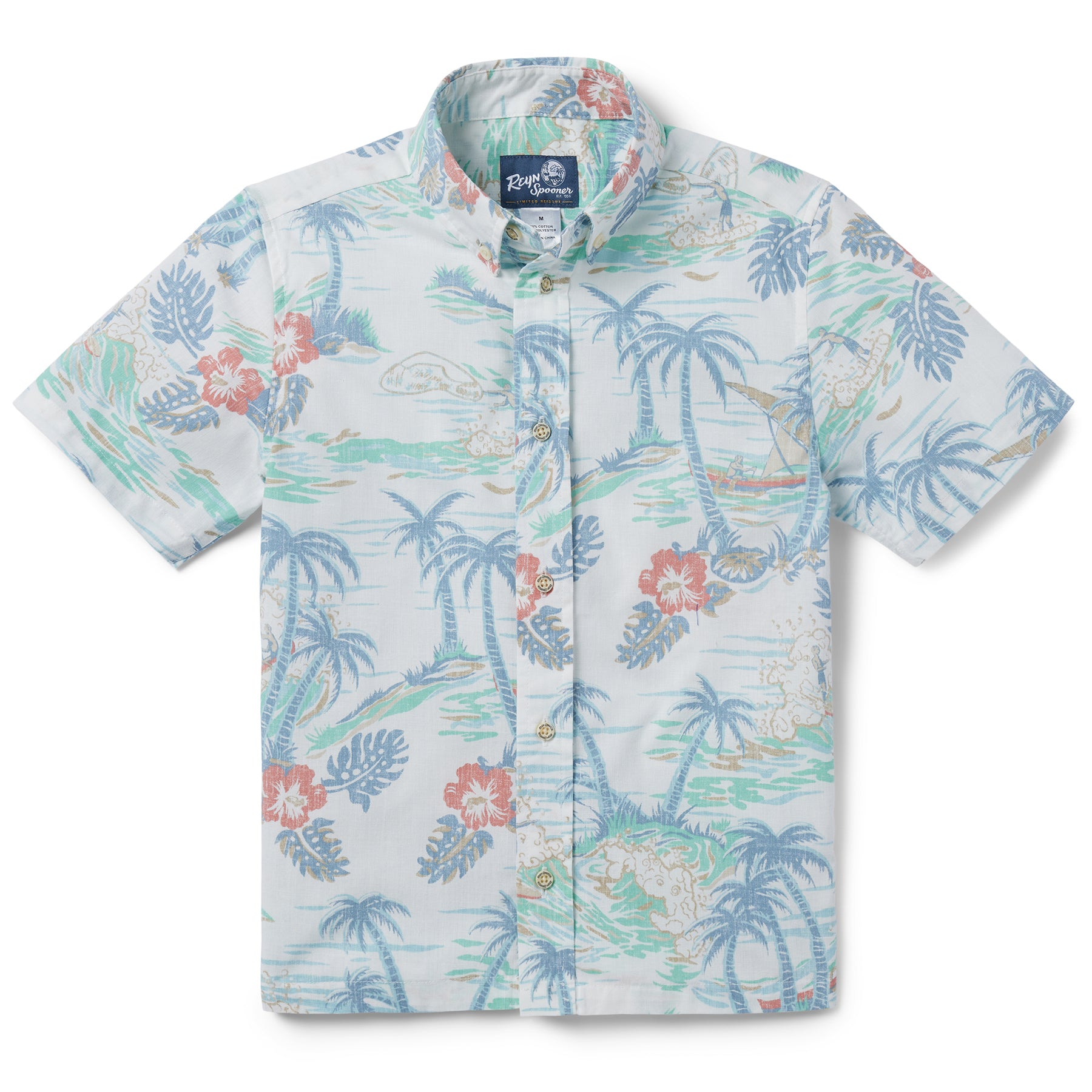 Reyn Spooner KAIMANA BEACH YOUTH SHIRT in WHITE