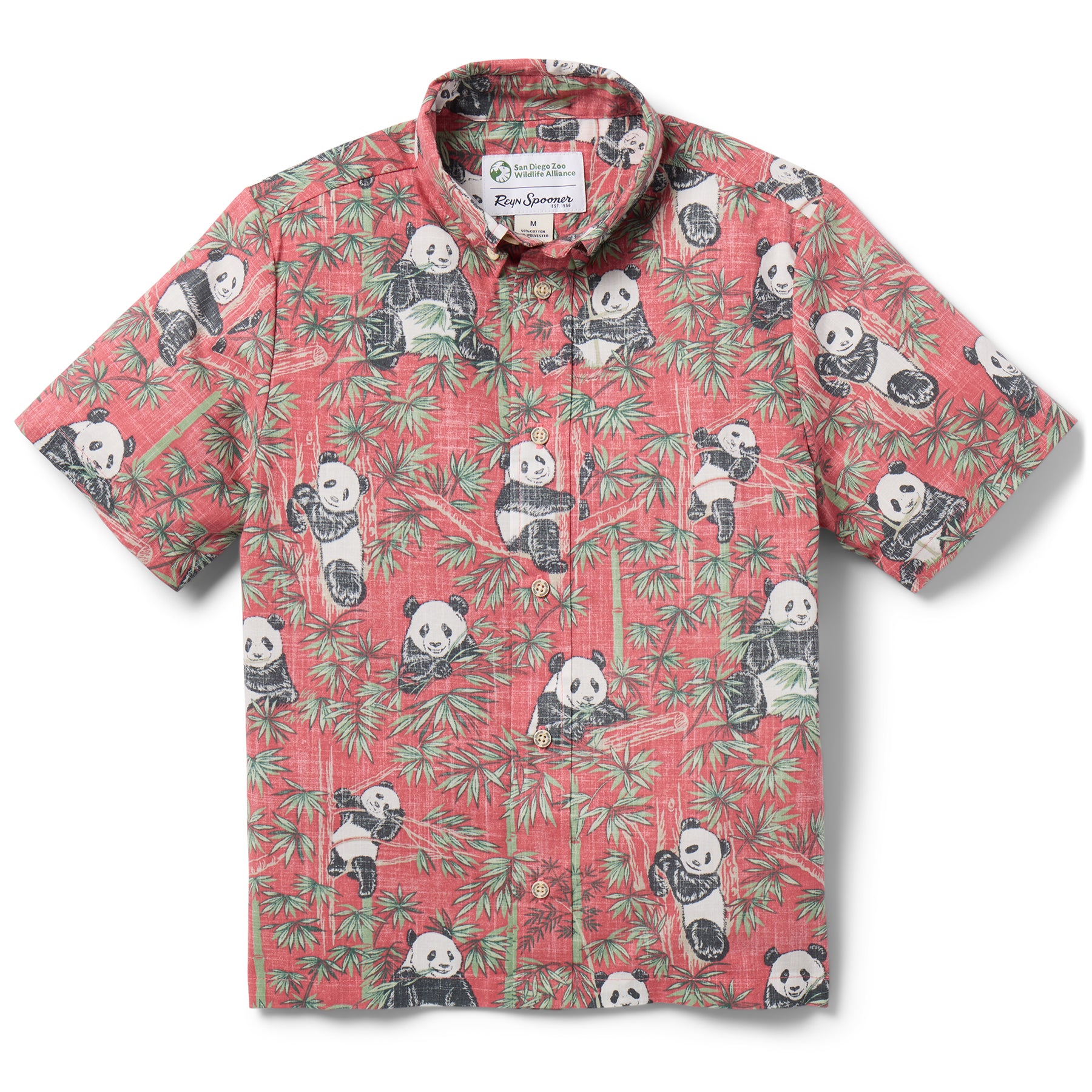 Reyn Spooner SAN DIEGO ZOO PANDAS YOUTH SHIRT in RED