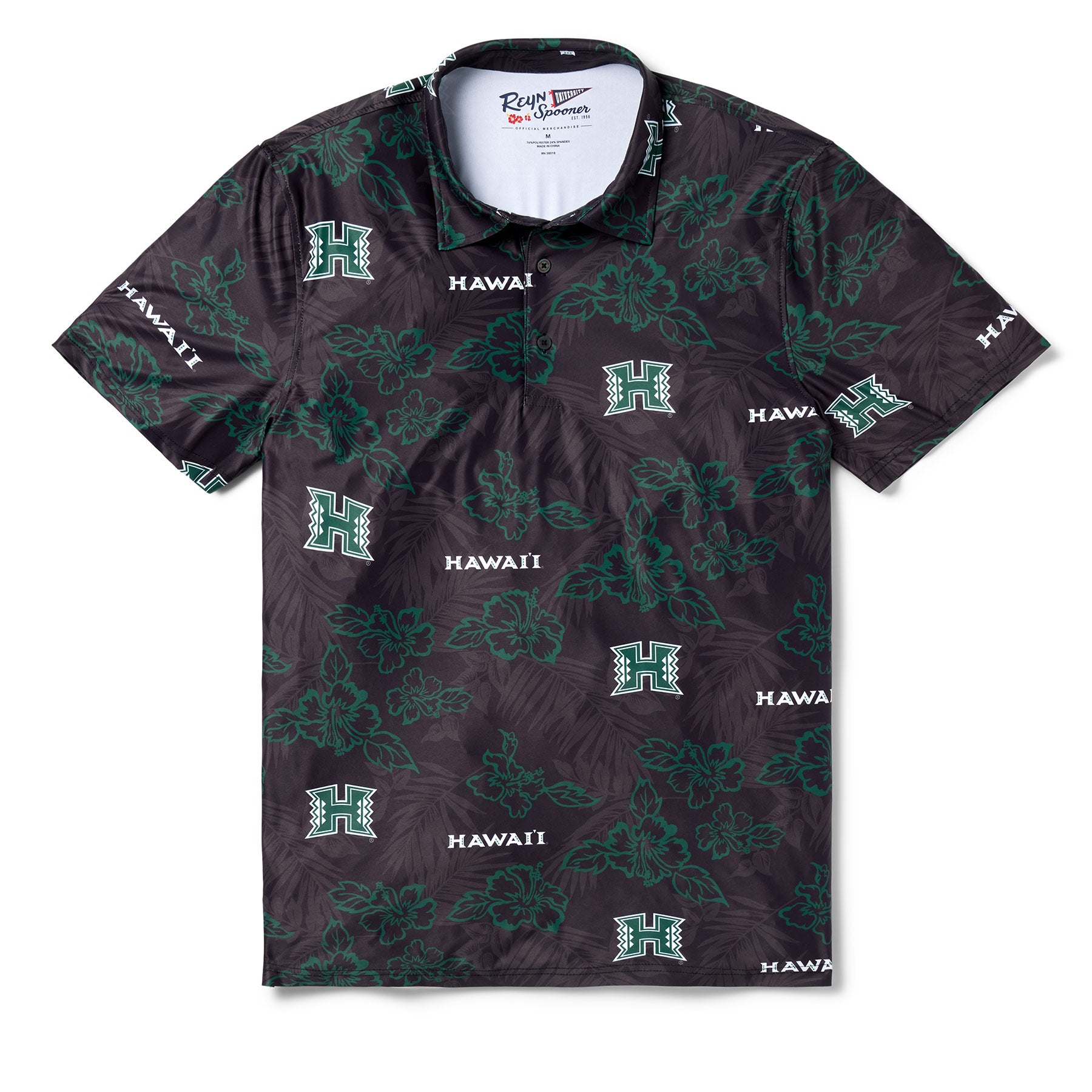 Reyn Spooner UNIVERSITY OF HAWAI'I GAME DAY PERFORMANCE POLO in BLACK