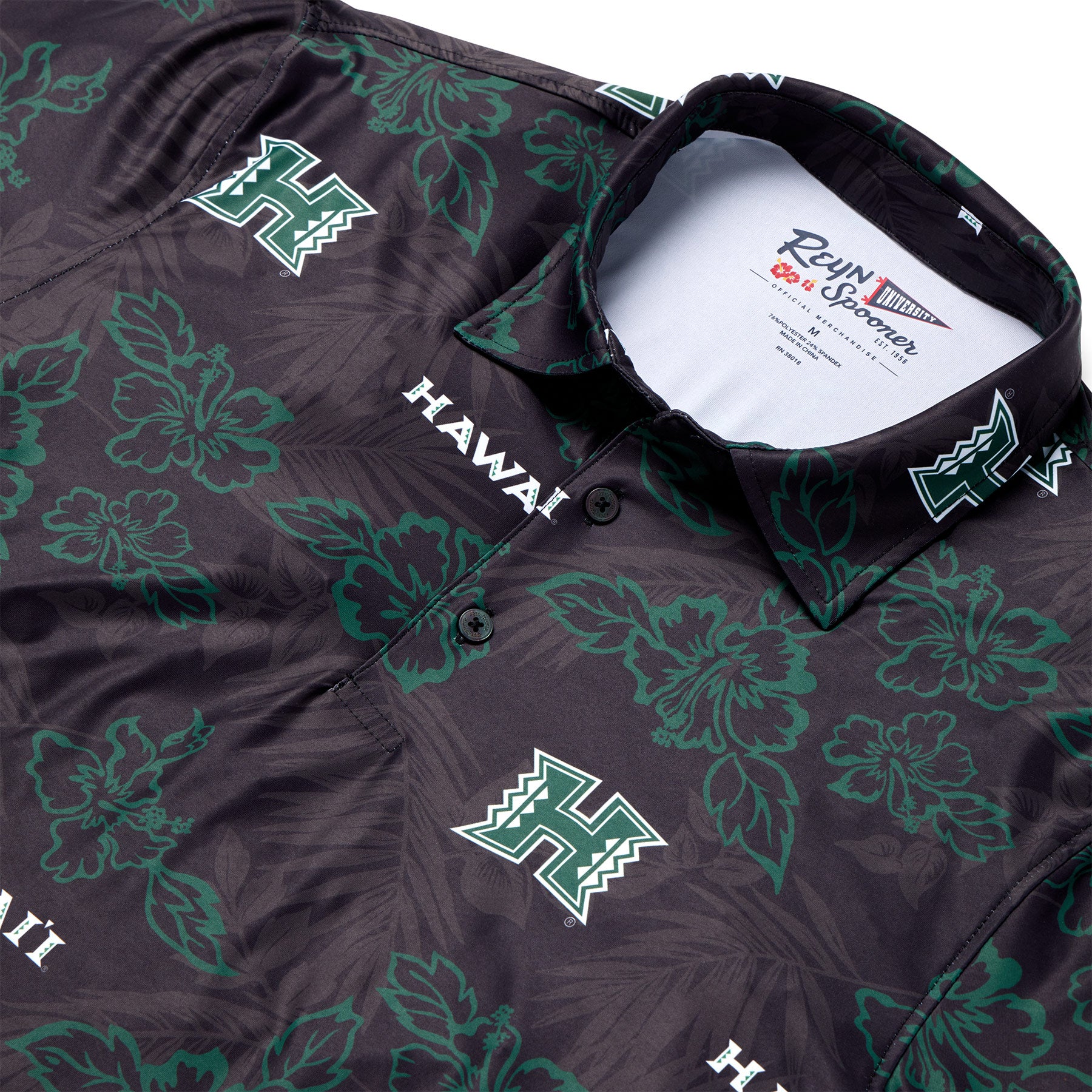 Reyn Spooner UNIVERSITY OF HAWAI'I GAME DAY PERFORMANCE POLO in BLACK