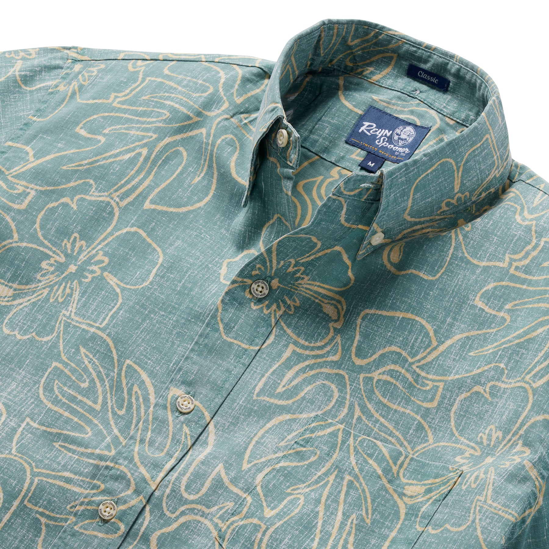 Reyn Spooner MONSTERA INK BUTTON FRONT in SAGEBRUSH