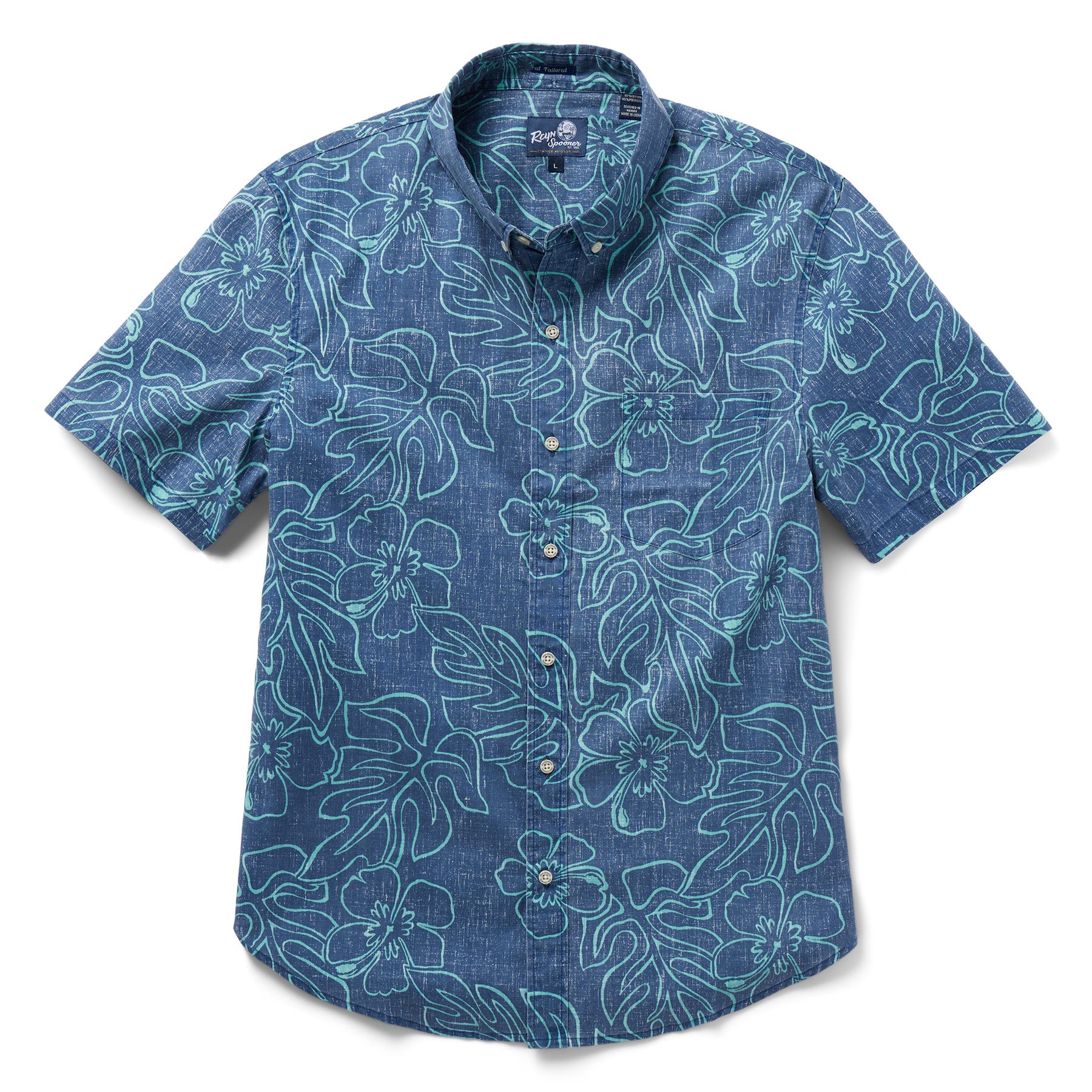 Reyn Spooner MONSTERA INK TAILORED in DRESS BLUES