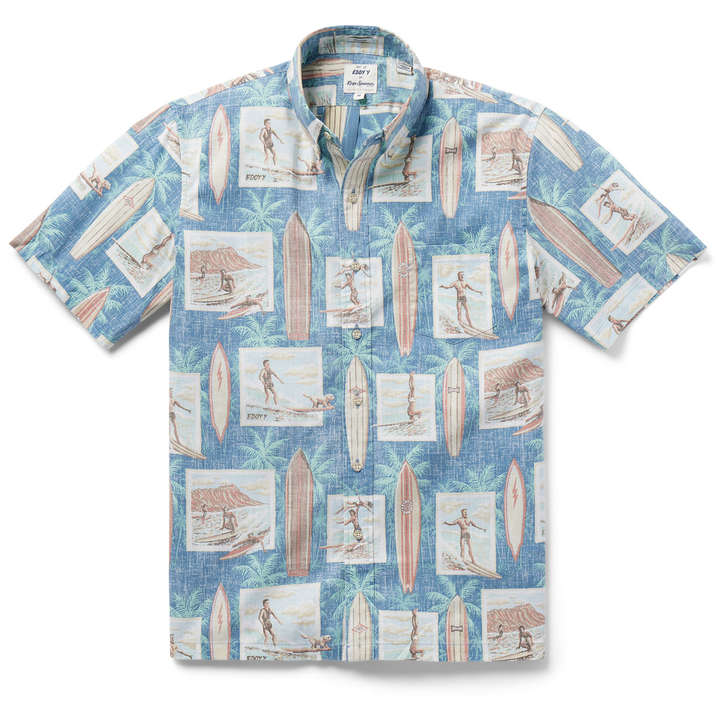 Reyn Spooner SURF HISTORY BUTTON FRONT in CAPTAIN'S BLUE