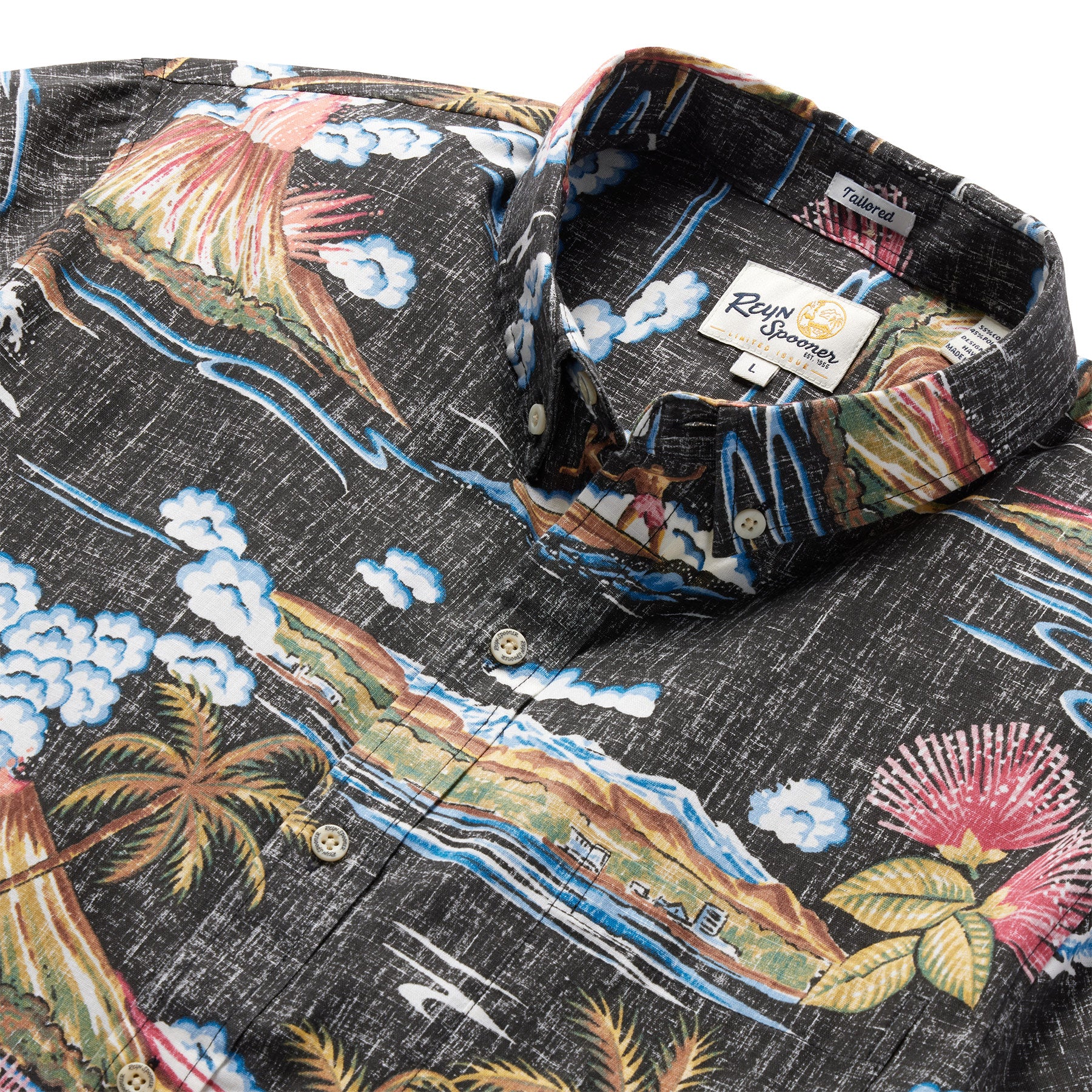 Reyn Spooner BIG ISLAND GLORY TAILORED in BLACK