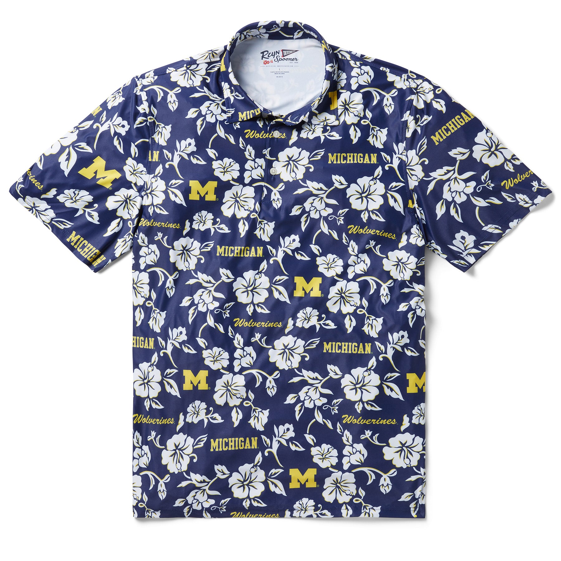 Reyn Spooner UNIVERSITY OF MICHIGAN GAME DAY PERFORMANCE POLO in NAVY