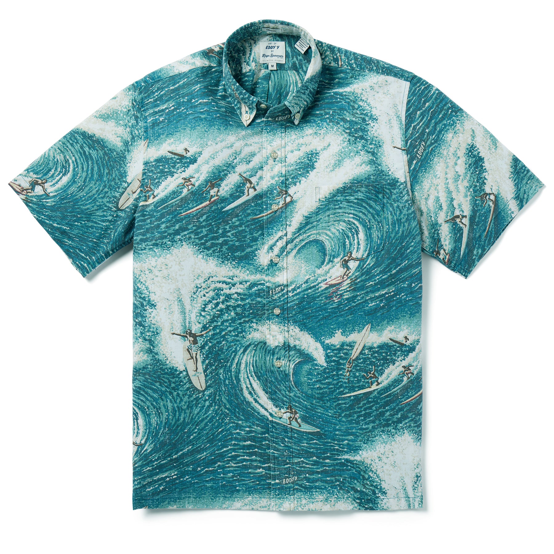 Reyn Spooner BIG WAVE BUTTON FRONT in AQUA SURF