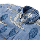 Reyn Spooner SOUTH PACIFIC VOYAGERS BUTTON FRONT in INFINITY BLUE