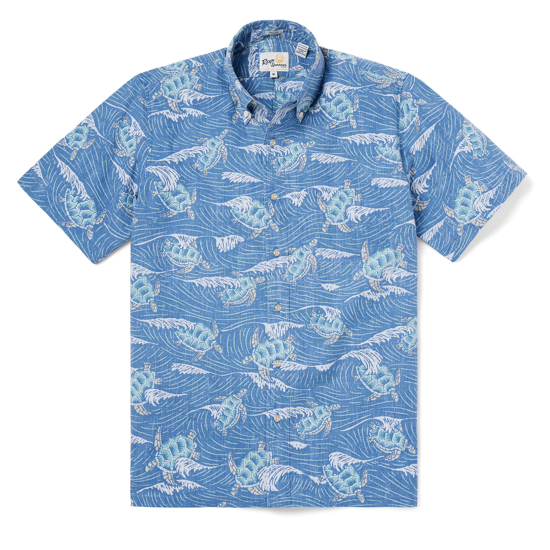 Reyn Spooner HONU 'AUKAI BUTTON FRONT in BLUE HORIZON