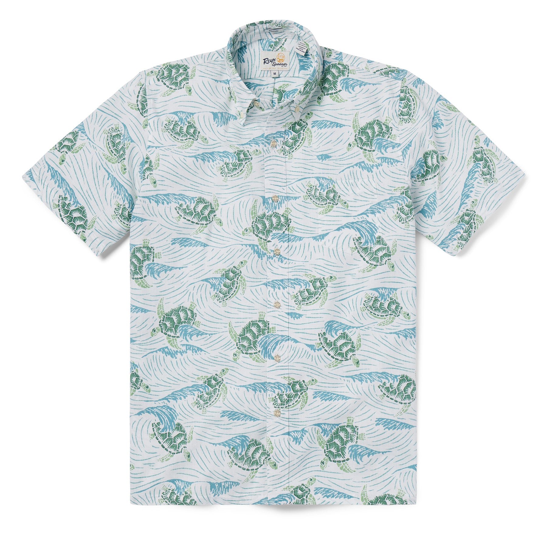 Reyn Spooner HONU 'AUKAI BUTTON FRONT in WHITE