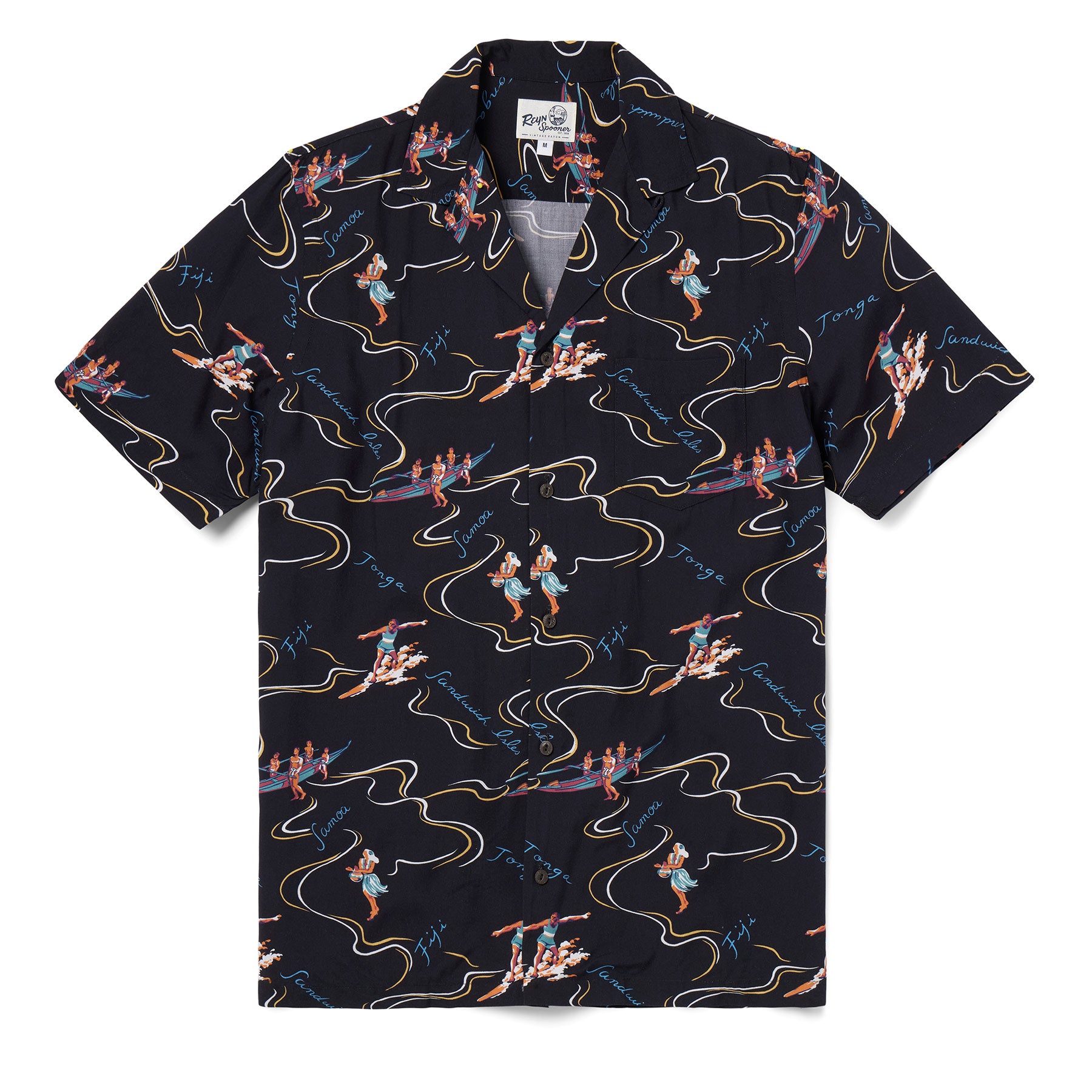 Reyn Spooner SOUTH SEAS CAMP SHIRT in BLACK