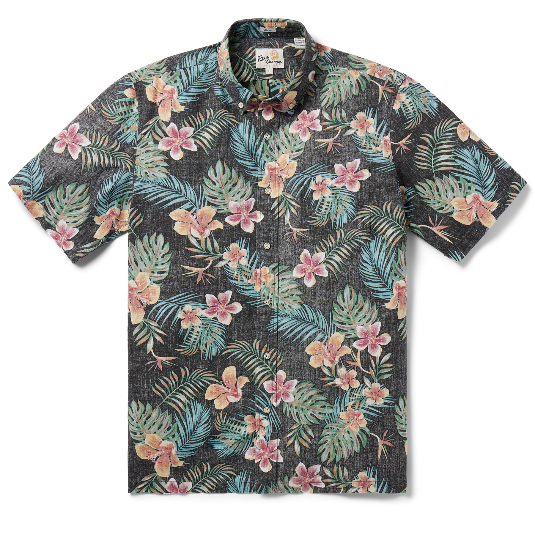 Reyn Spooner TROPICAL BLOOMS BUTTON FRONT in BLACK