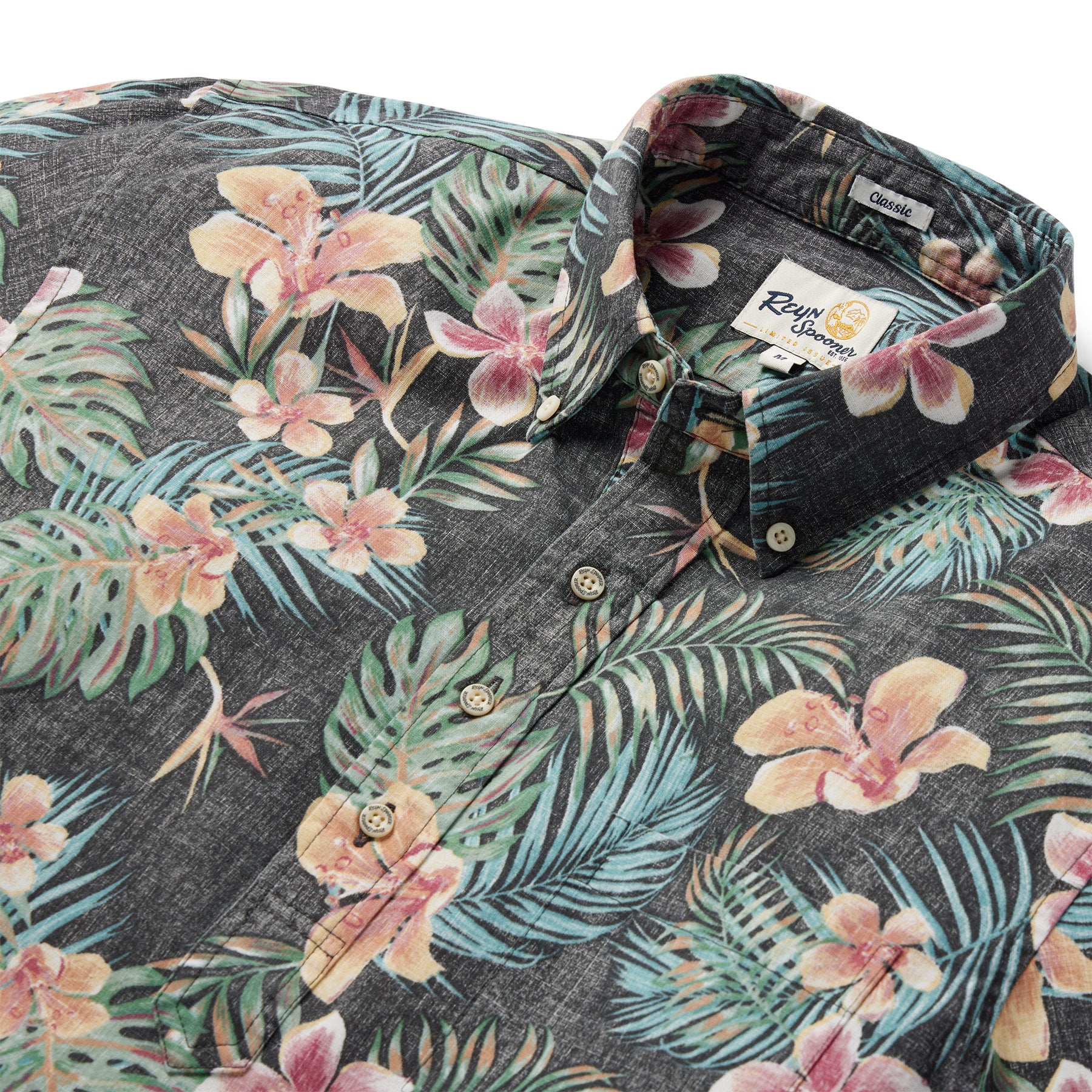 Reyn Spooner TROPICAL BLOOMS PULLOVER in BLACK