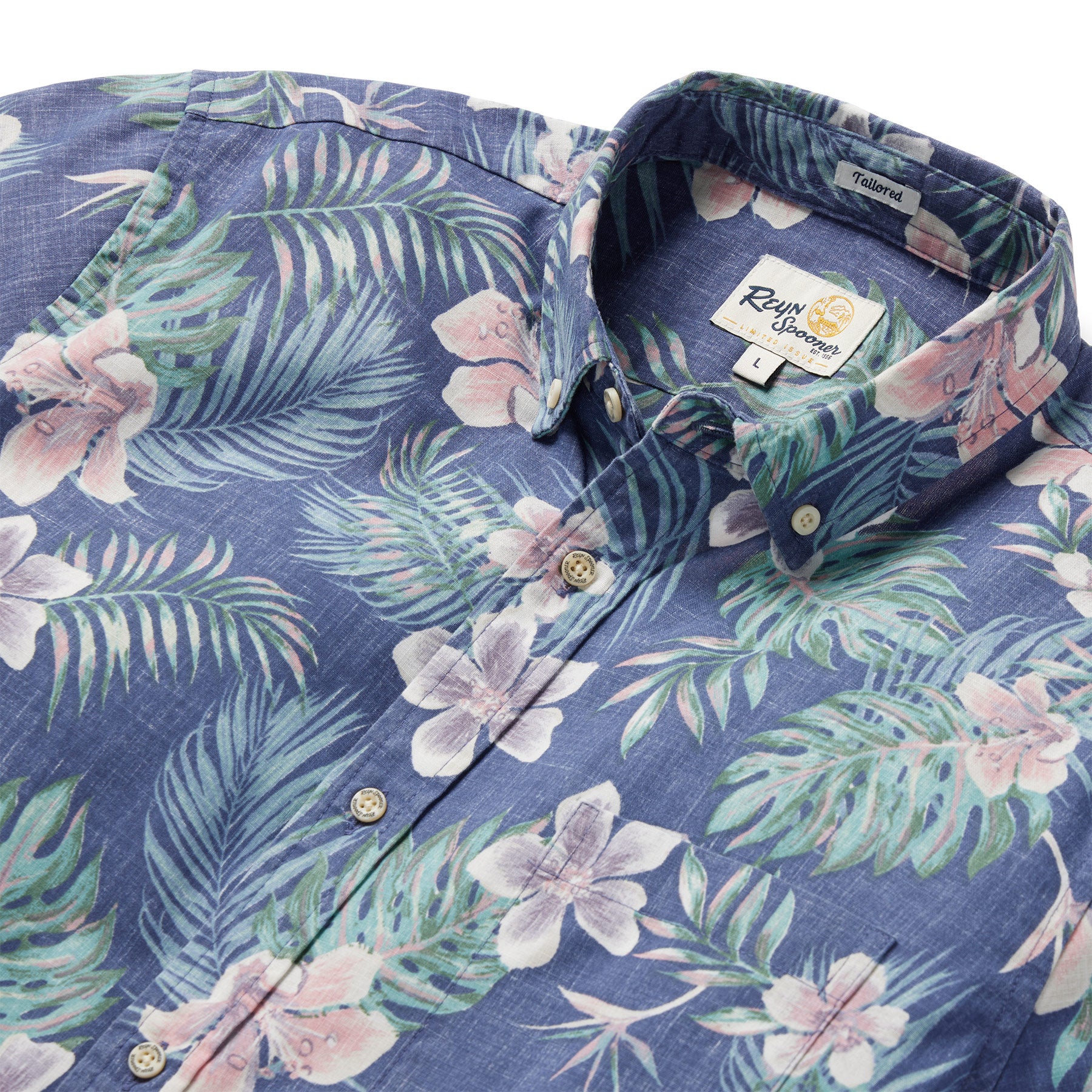 Reyn Spooner TROPICAL BLOOMS TAILORED in CROWN BLUE