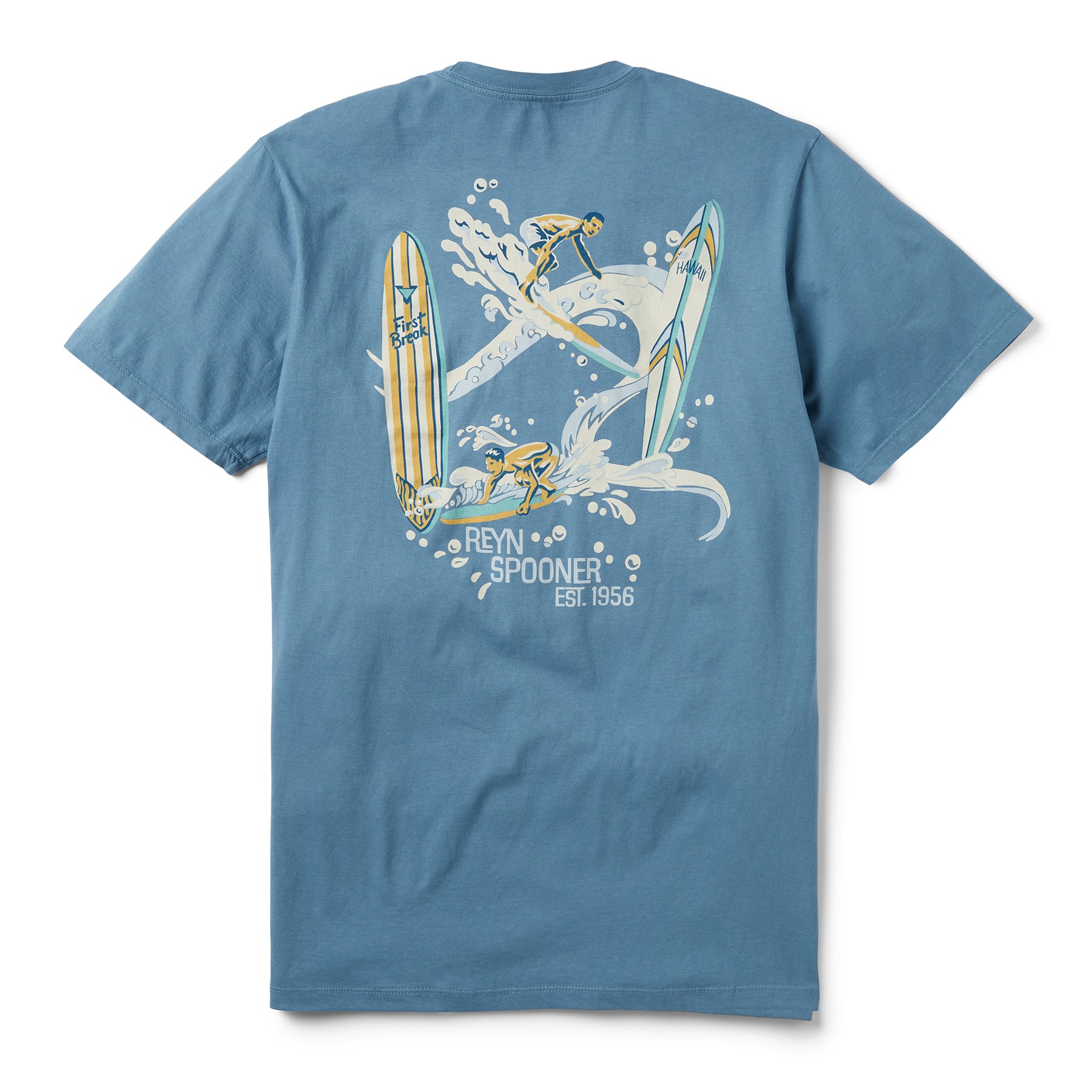 Reyn Spooner VINTAGE LONGBOARDS GRAPHIC TEE in SLATE