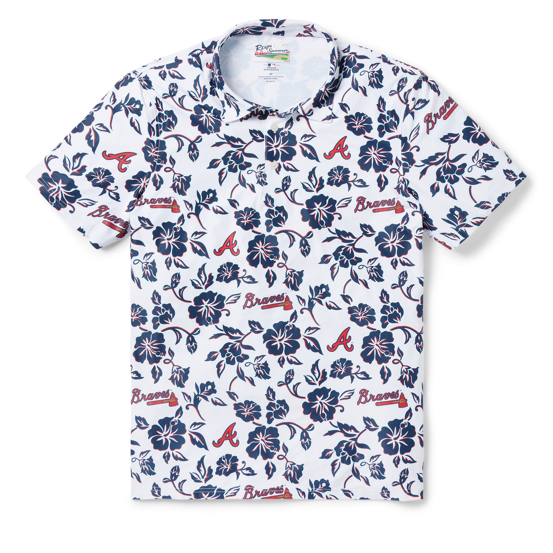 Reyn Spooner ATLANTA BRAVES GAME DAY PERFORMANCE POLO in WHITE