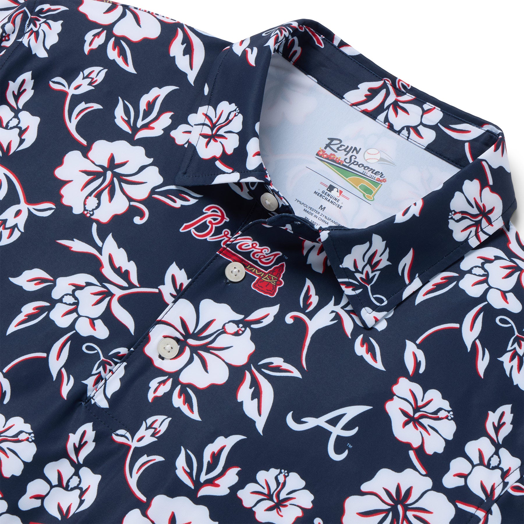 Reyn Spooner ATLANTA BRAVES GAME DAY PERFORMANCE POLO in BLUE