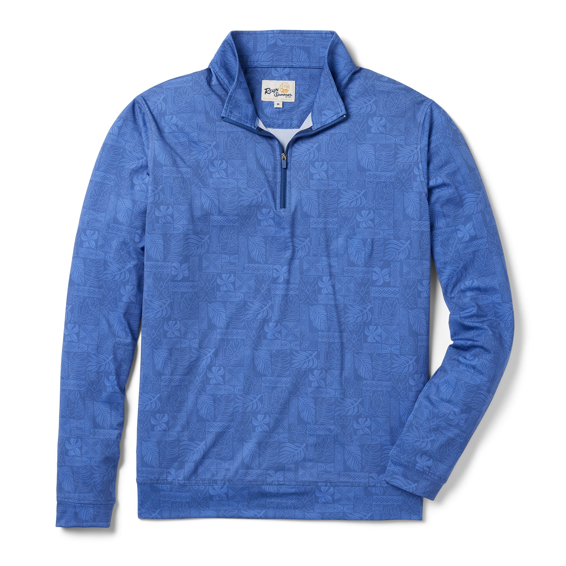 Reyn Spooner SOUTH PACIFIC TAPA PERFORMANCE QUARTER ZIP in TRUE NAVY