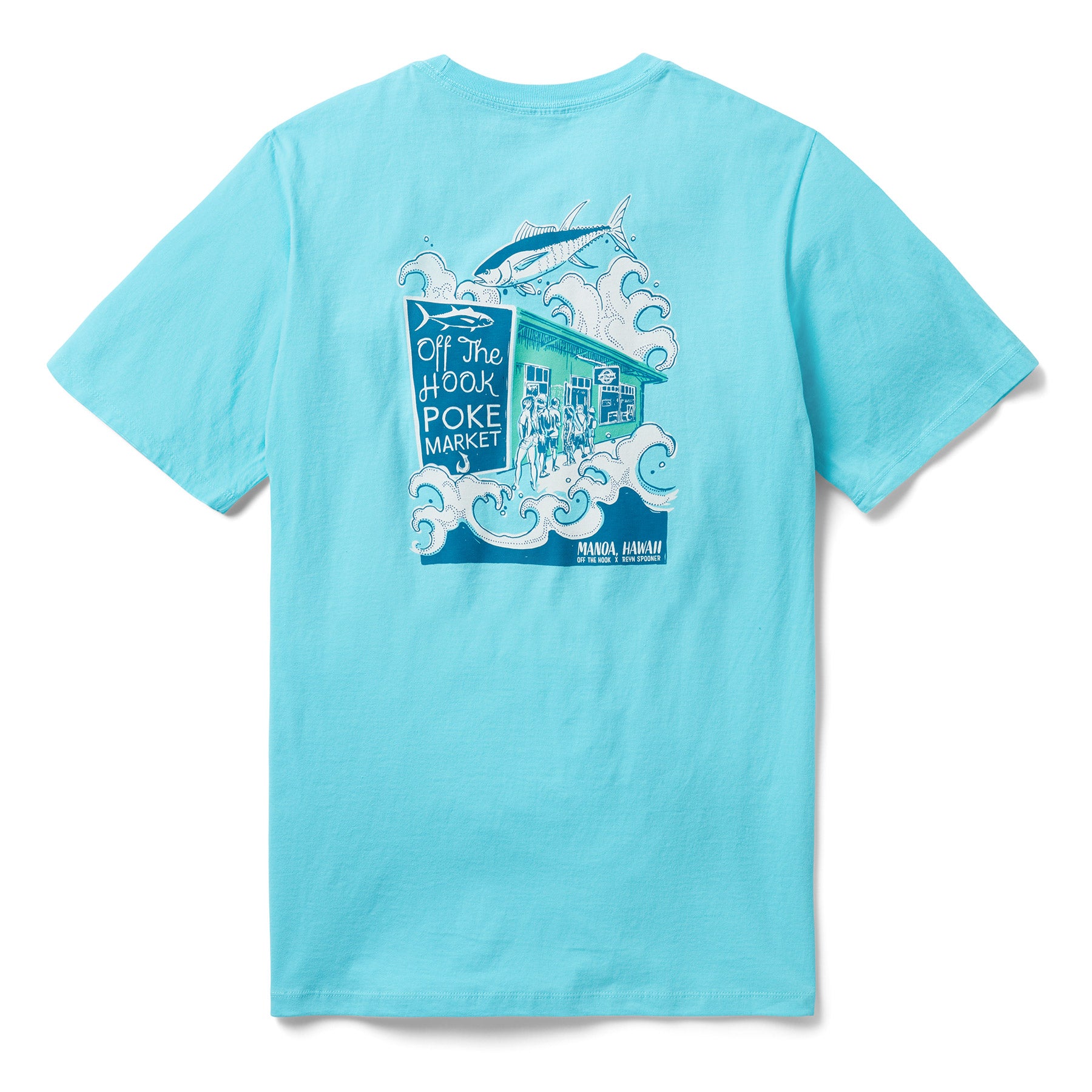 Reyn Spooner OFF THE HOOK GRAPHIC TEE in LAGOON