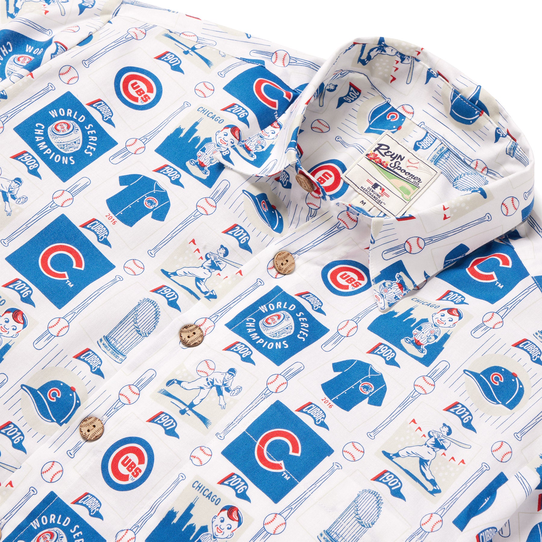 Reyn Spooner CHICAGO CUBS CHAMPIONSHIP SCENIC in WHITE