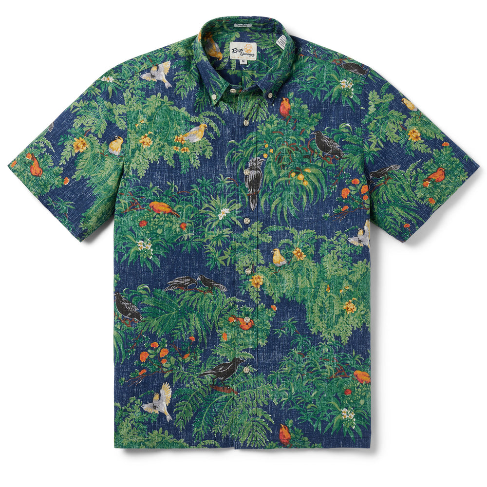 Reyn Spooner ENDANGERED SPECIES: PACIFIC ISLAND BIRDS BUTTON FRONT in DRESS BLUES