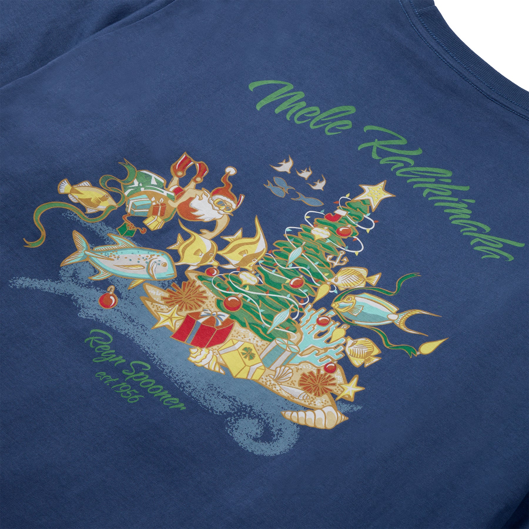 Reyn Spooner CHRISTMAS UNDER THE SEA LONG SLEEVE GRAPHIC TEE in NAVY