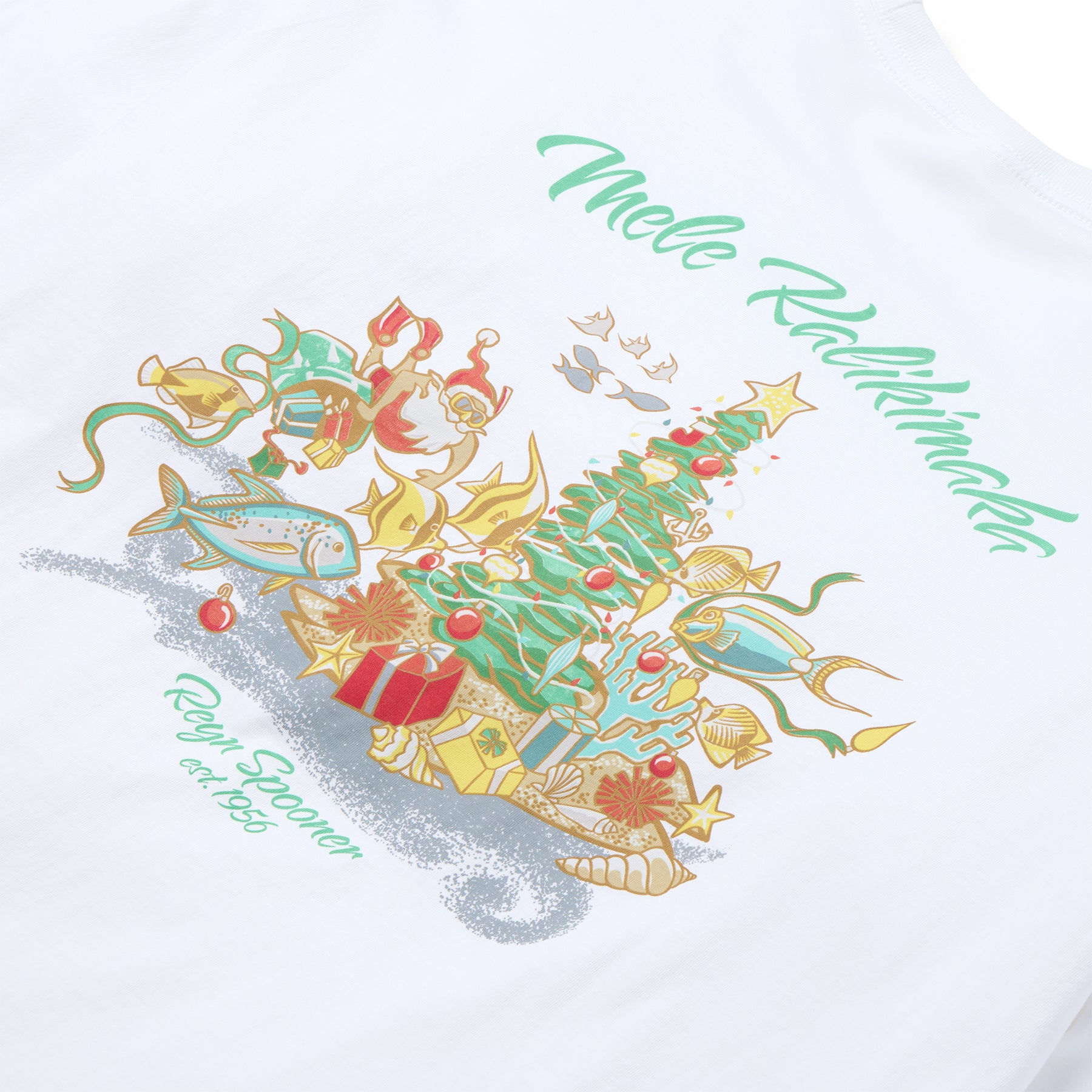 Reyn Spooner CHRISTMAS UNDER THE SEA LONG SLEEVE GRAPHIC TEE in WHITE