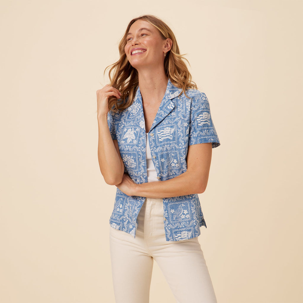 Reyn Spooner LAHAINA SAILOR KORA TOP in DENIM