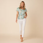 Reyn Spooner JUNGLE ESCAPE TIE WAIST TOP in OCEAN WAVE