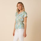 Reyn Spooner JUNGLE ESCAPE TIE WAIST TOP in OCEAN WAVE