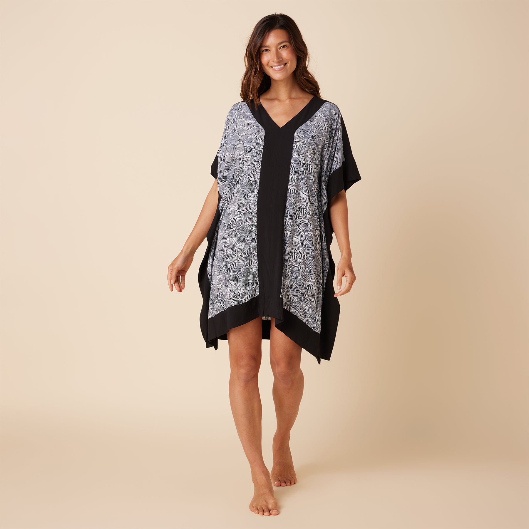 Reyn Spooner MOLOKAI CHANNEL KAFTAN in BLACK