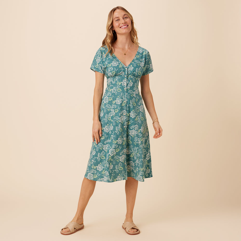 Reyn Spooner MELE PAREAU LAYLA DRESS in HYDRO