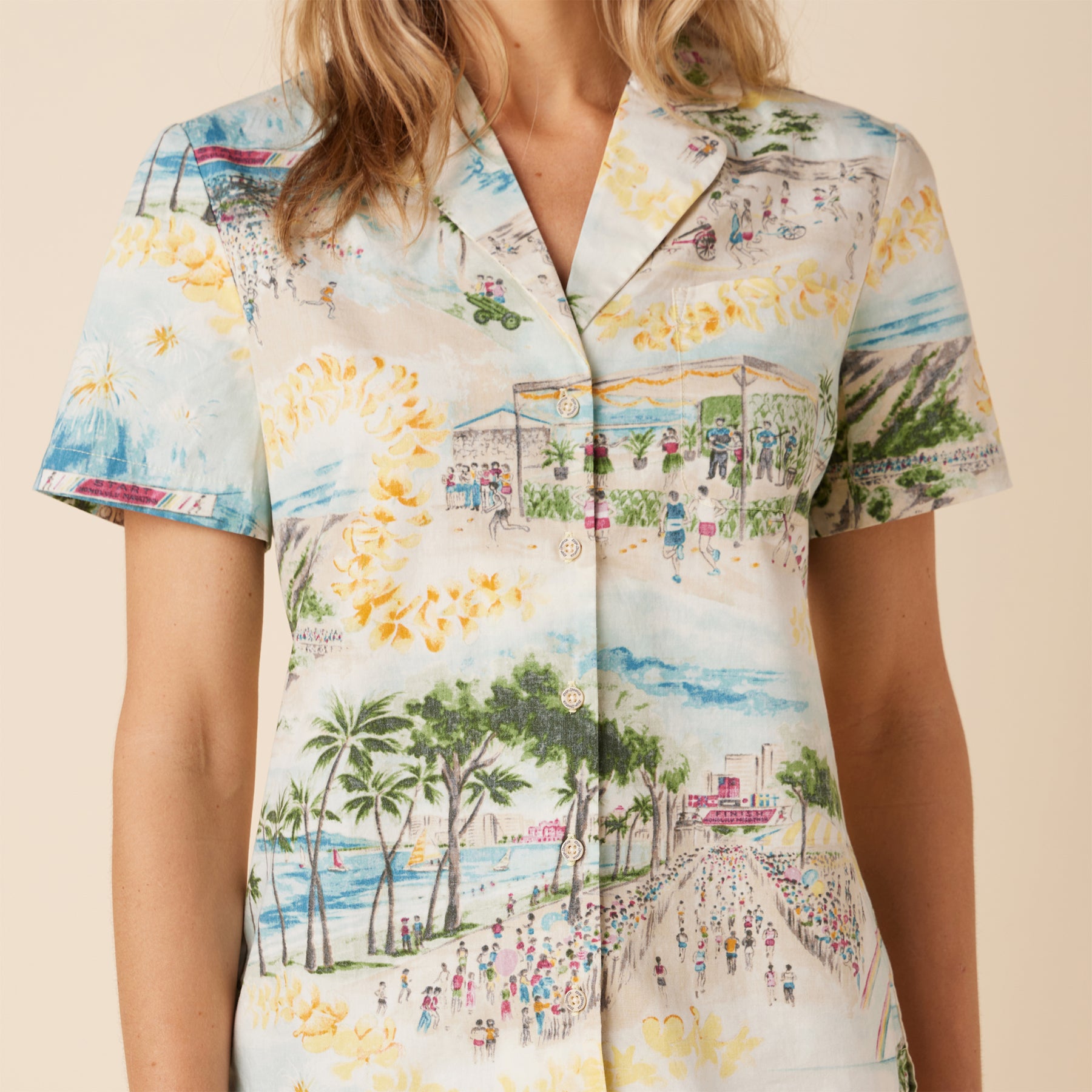 Reyn Spooner HONOLULU MARATHON CAMP SHIRT in OFF WHITE