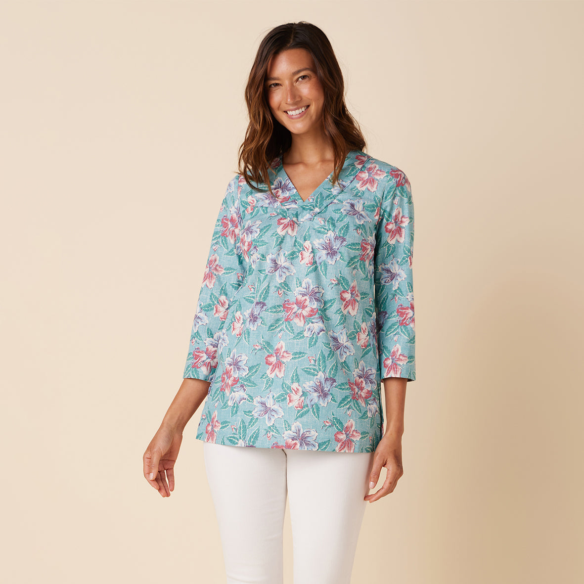 WOMEN'S BANZAI BISCUS V-NECK TUNIC | Reyn Spooner