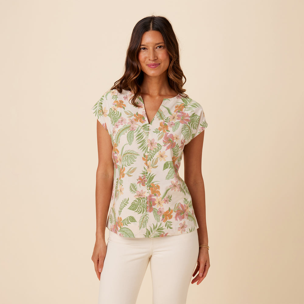 WOMEN'S HANALEI GARDENS SLIT FRONT BLOUSE | Reyn Spooner